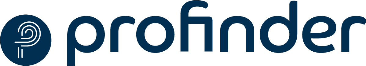 Profinder Logo Wort- Bildmarke blau